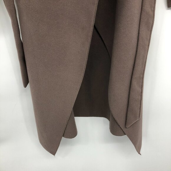 Kyna Collection Taupe Wrap Waterfall plush trench Coat waist tie size ~L - Picture 12 of 16